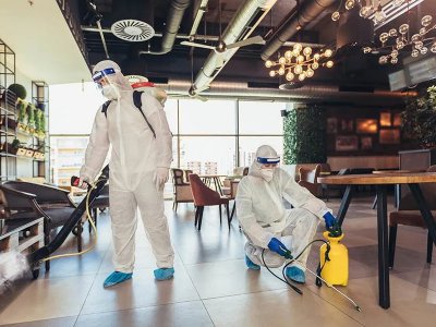 hiring professional cleaners to disinfect a restaurant