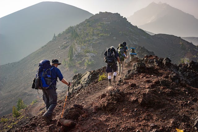 hikers on a mountain range in north cheyenne cañon park